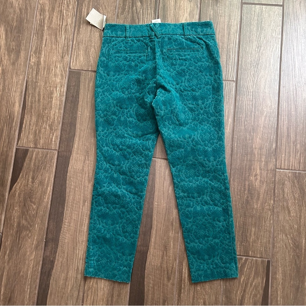 NWT Anthropologie Cartonnier Damask Velvet Charlie Ankle Pants in Turquoise 8P - Picture 5 of 8